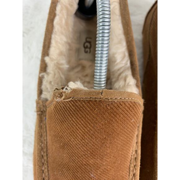 UGG Ascot Corduroy II Chestnut Suede Moccasin Slippers Men’s Size 10 - Picture 4 of 12